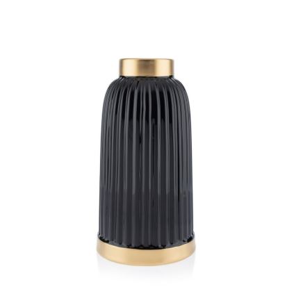 Keramik Vase ROSIE 25x13 cm schwarz/gold