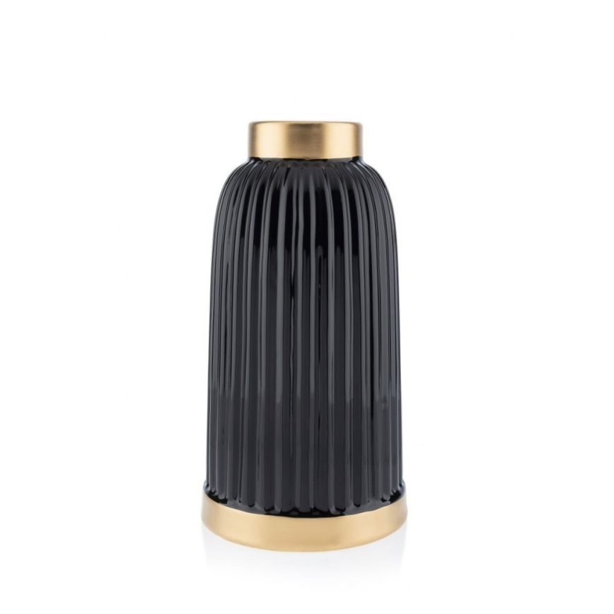 Keramik Vase ROSIE 25x13 cm schwarz/gold