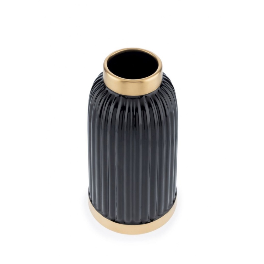 Keramik Vase ROSIE 25x13 cm schwarz/gold
