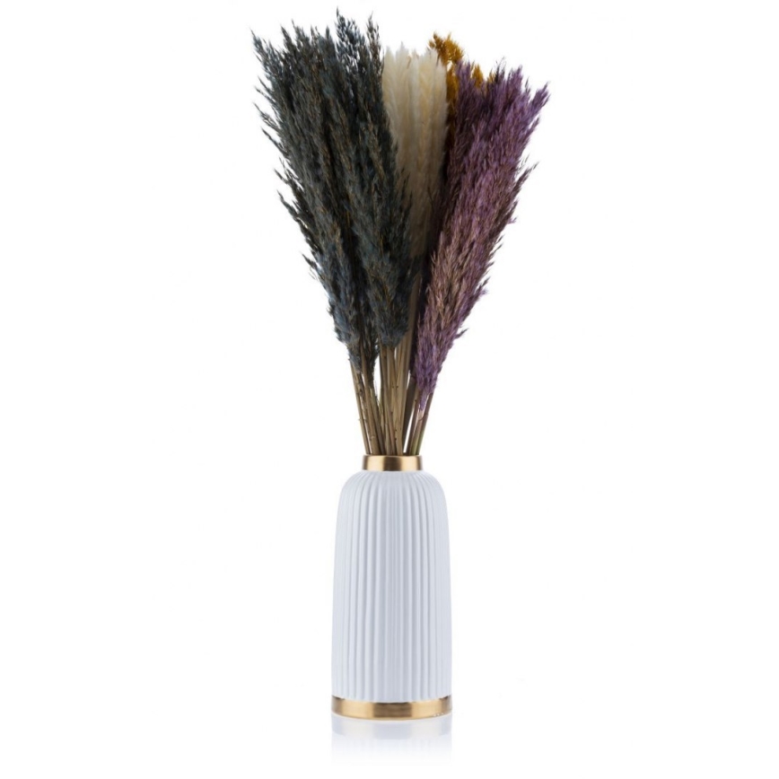 Keramik Vase  ROSIE 25x13 cm weiß/gold