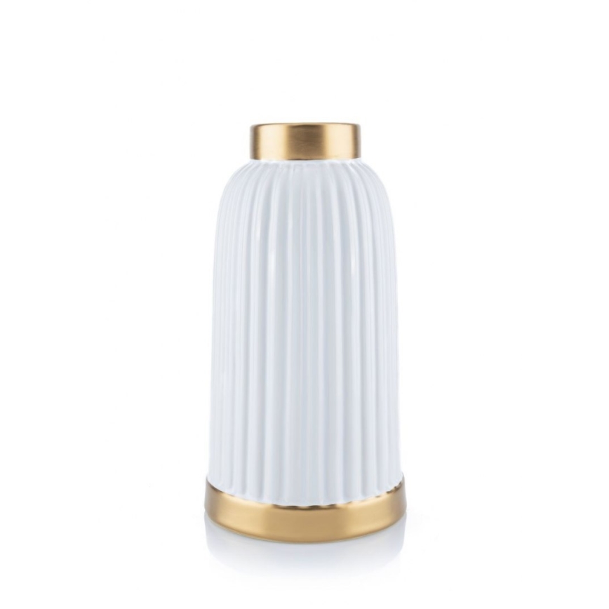 Keramik Vase  ROSIE 25x13 cm weiß/gold