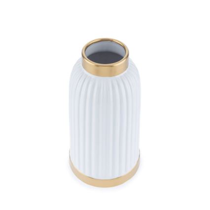 Keramik Vase  ROSIE 25x13 cm weiß/gold