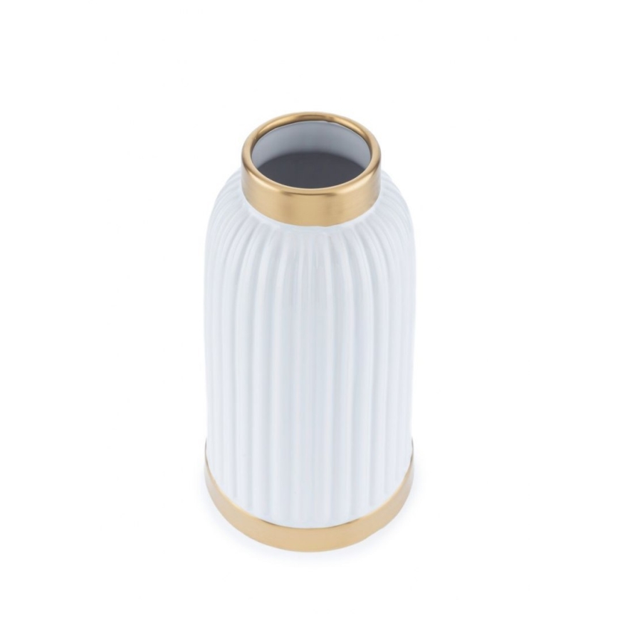 Keramik Vase  ROSIE 25x13 cm weiß/gold