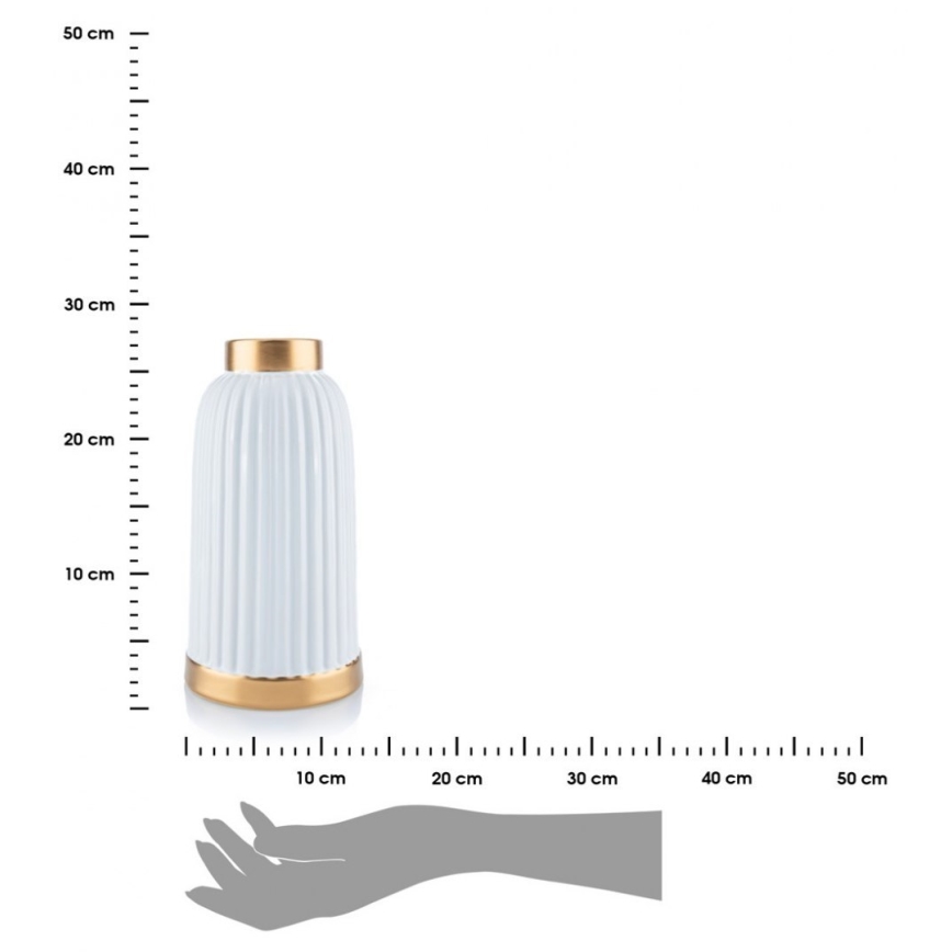 Keramik Vase  ROSIE 25x13 cm weiß/gold