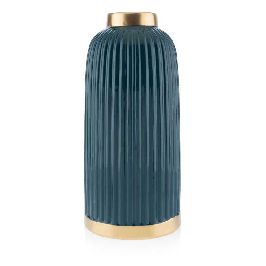 Keramik Vase ROSIE 30,5x14 cm grün/gold