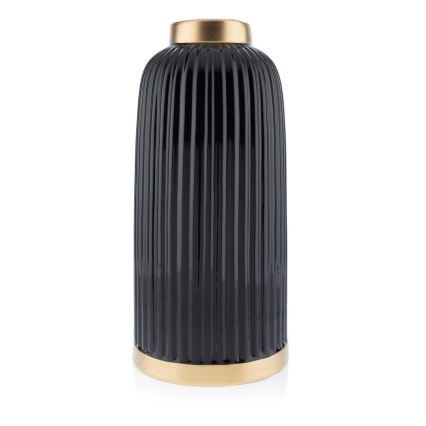 Keramik Vase ROSIE 30,5x14 cm schwarz/gold