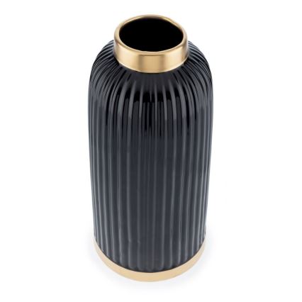 Keramik Vase ROSIE 30,5x14 cm schwarz/gold