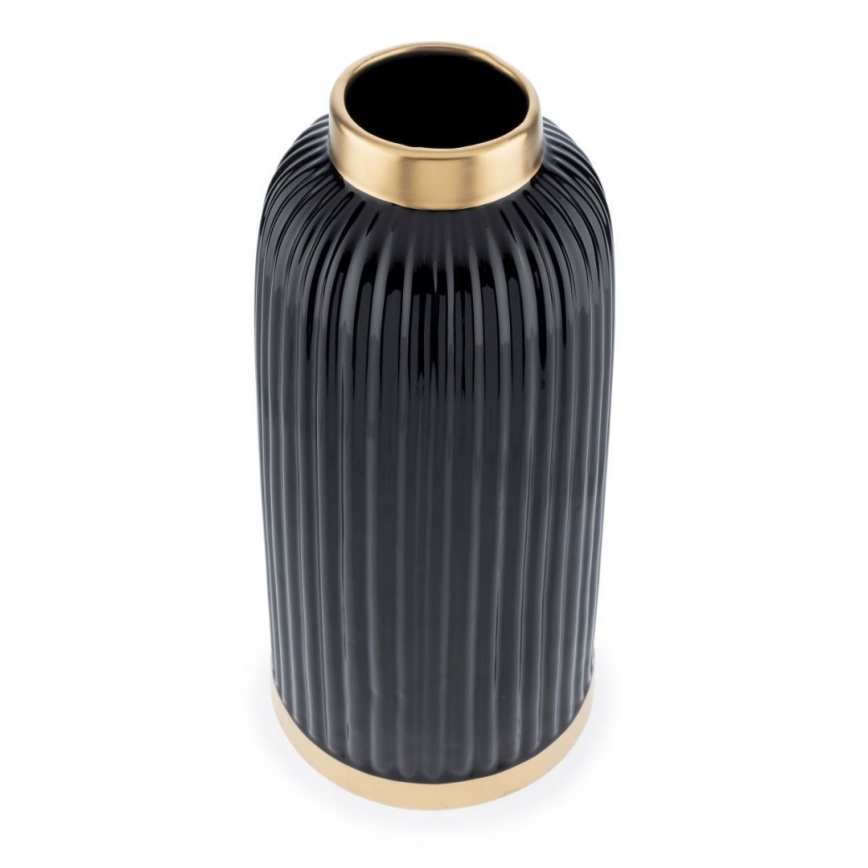 Keramik Vase ROSIE 30,5x14 cm schwarz/gold