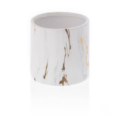 Keramikblumentopf MARBELA 11x11 cm weiß/gold