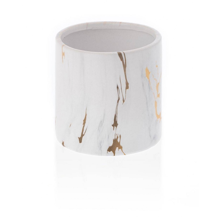 Keramikblumentopf MARBELA 11x11 cm weiß/gold