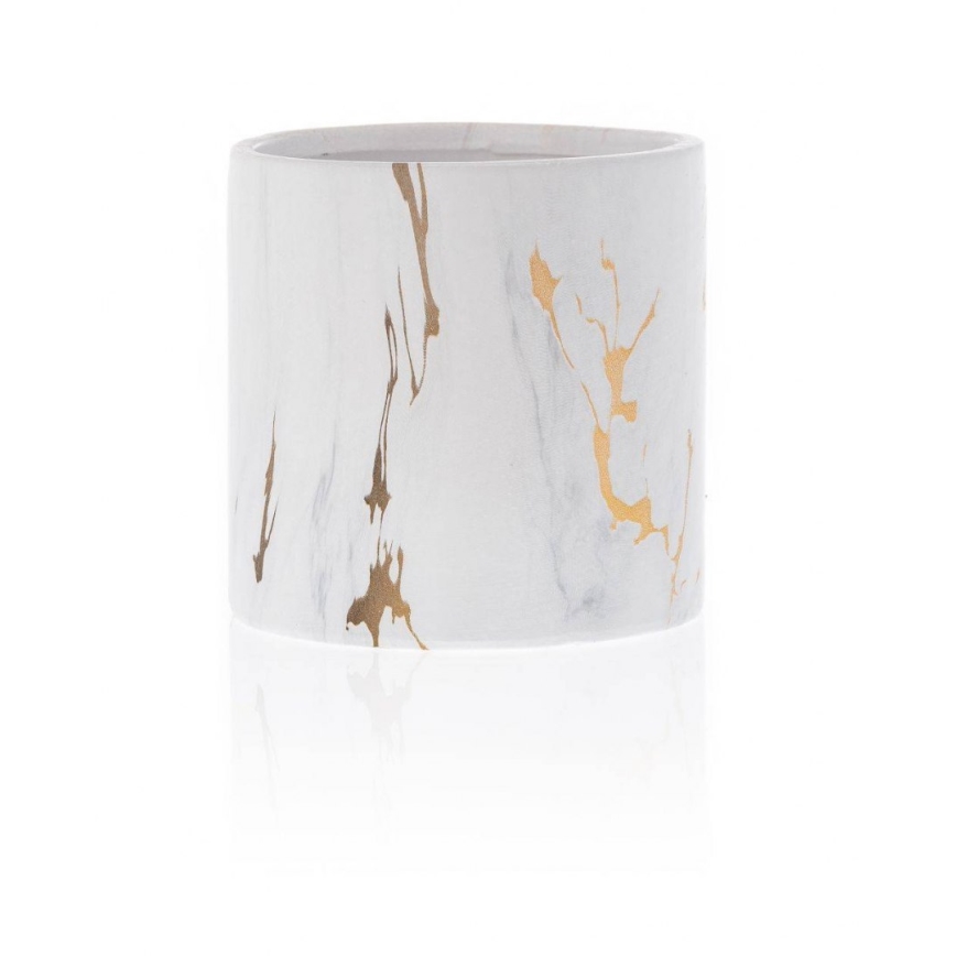 Keramikblumentopf MARBELA 11x11 cm weiß/gold