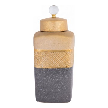 Keramikdose 30x14,5x14,5 cm grau/gold