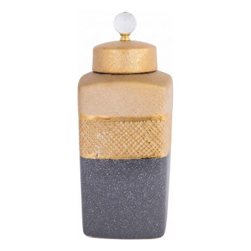 Keramikdose 36x16,5x16,5 cm grau/gold