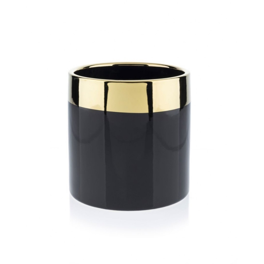 Keramischer Blumentopf CINDY 13x13 cm schwarz/gold
