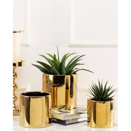 Keramischer Blumentopf FLORA 15x15 cm gold
