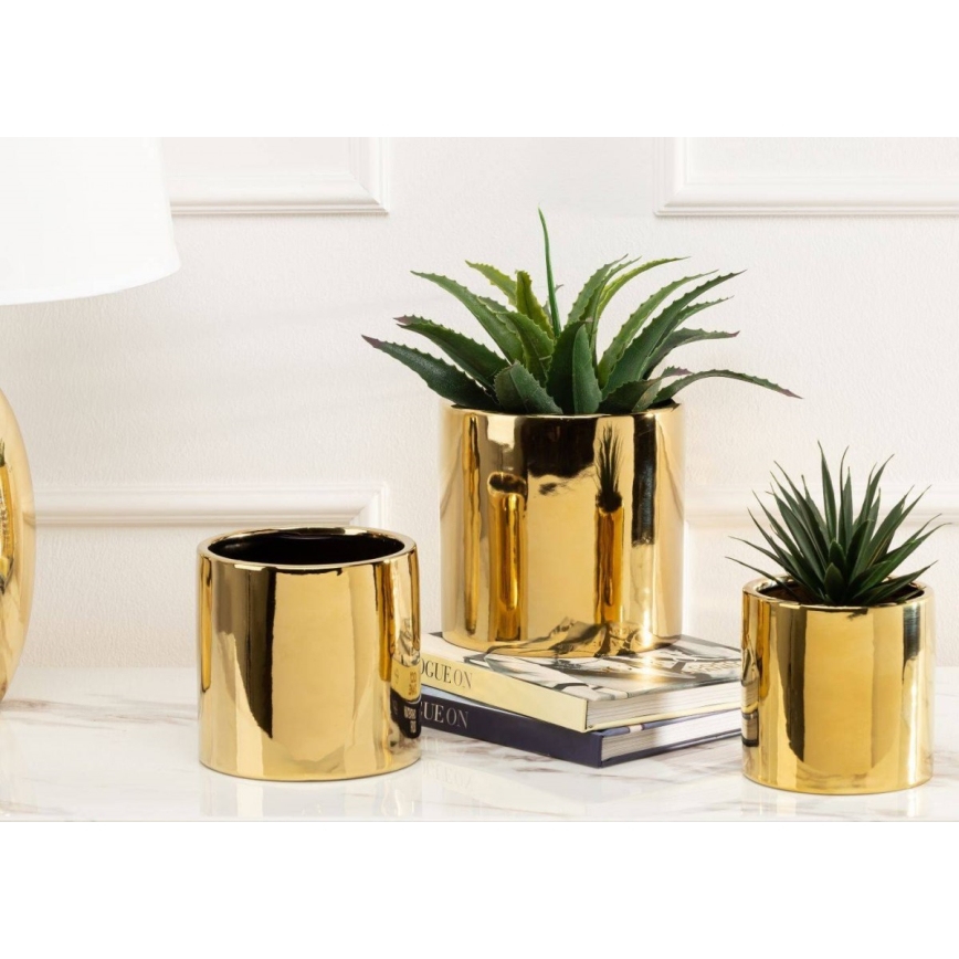 Keramischer Blumentopf FLORA 15x15 cm gold