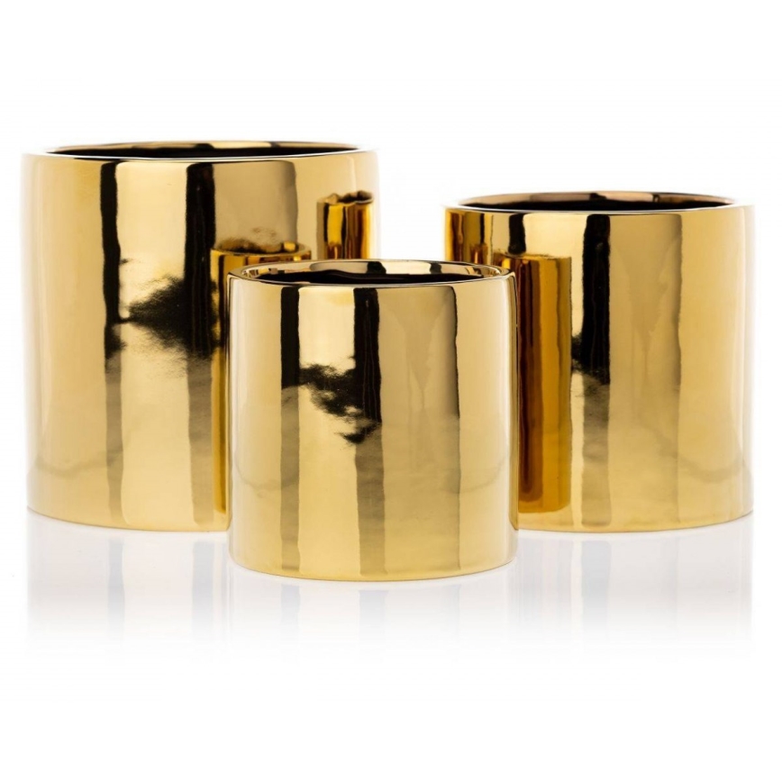 Keramischer Blumentopf FLORA 15x15 cm gold