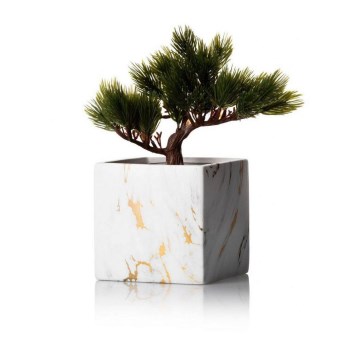 Keramischer Blumentopf MARBELA 11x11 cm weiß/gold