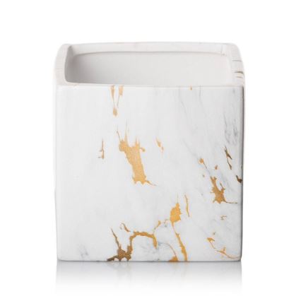 Keramischer Blumentopf MARBELA 11x11 cm weiß/gold