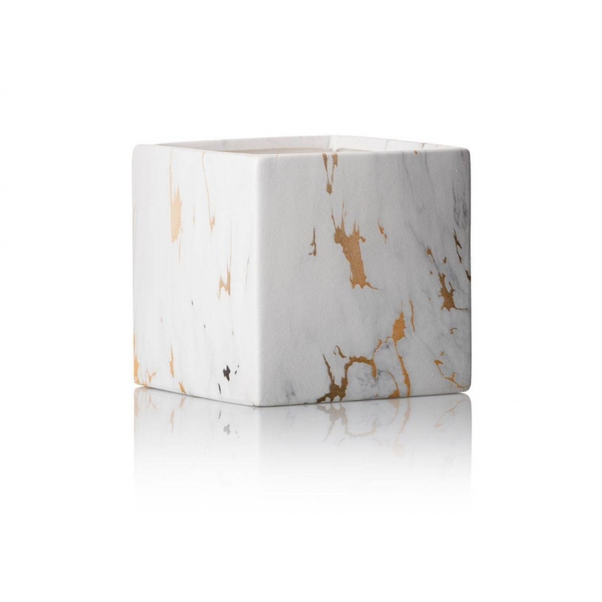 Keramischer Blumentopf MARBELA 11x11 cm weiß/gold
