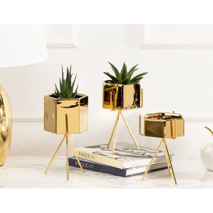 Keramischer Blumentopf SASHI 20x11 cm gold