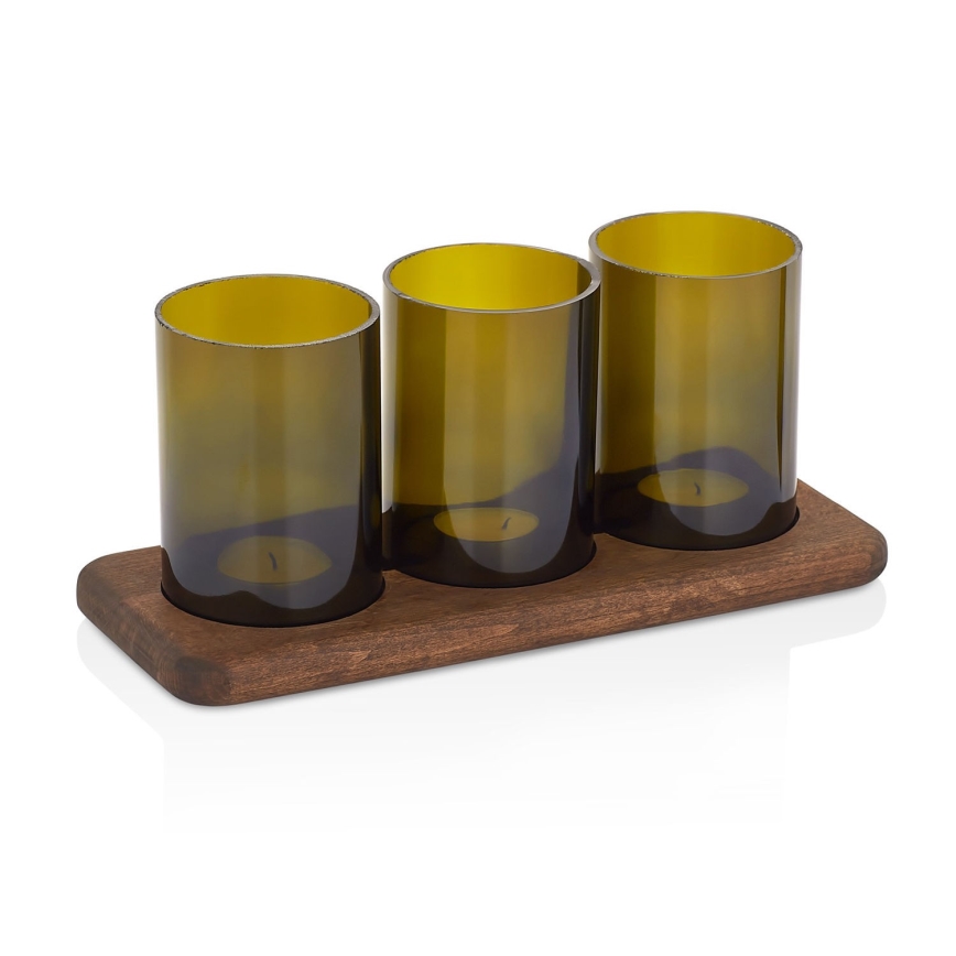 Kerzenhalter 11x28 cm Holz/Glas