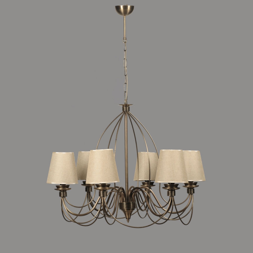 Kettenhängelampe CLASSIC 6xE14/40W/230V bronze/beige