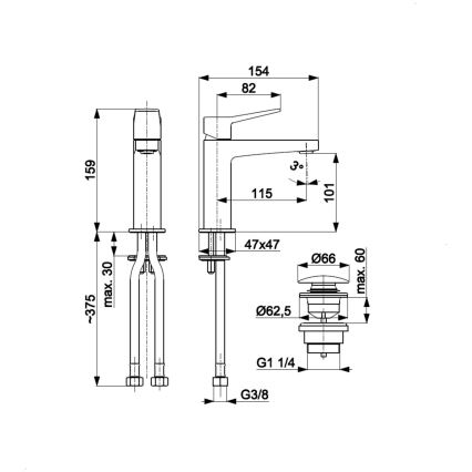 KFA Armatura 4522-815-00 - Waschtischarmatur + Ablaufgarnitur MALAGA 15,9 cm glänzender Chrom