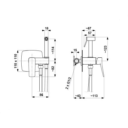 KFA Armatura 4529-512-34 - Bidetarmatur mit Handbrause zur Unterputzmontage MALAGA Roségold