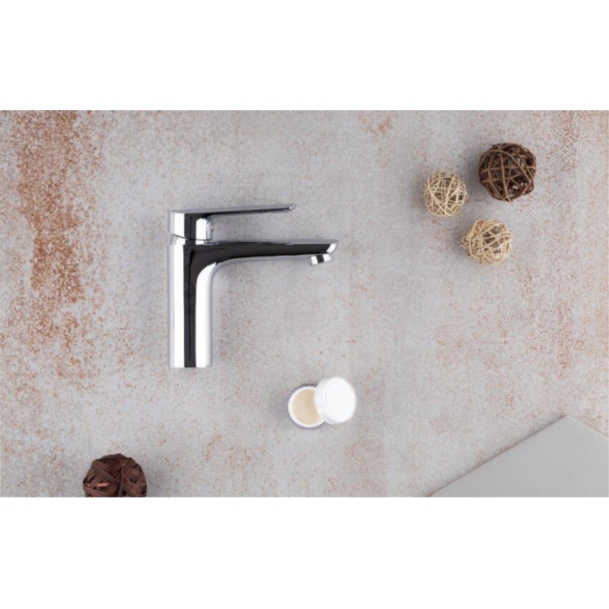 KFA Armatura 5022-815-00 - Waschbeckenarmatur + Ablauf mit Überlauf TANZANIT 15,4 cm glänzendes Chrom