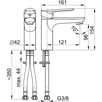 KFA Armatura 5022-815-00 - Waschbeckenarmatur + Ablauf mit Überlauf TANZANIT 15,4 cm glänzendes Chrom