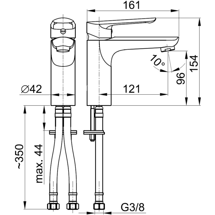 KFA Armatura 5022-815-00 - Waschbeckenarmatur + Ablauf mit Überlauf TANZANIT 15,4 cm glänzendes Chrom