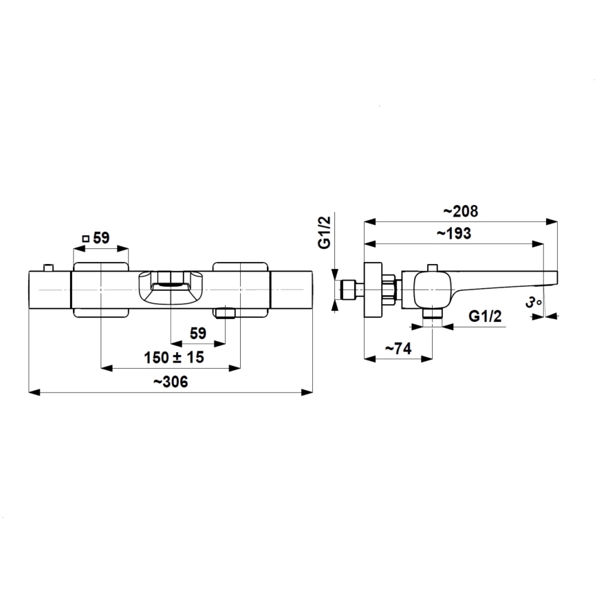 KFA Armatura 5754-010-61 - Thermostatische Wannenarmatur MALAGA, Metallicgrau