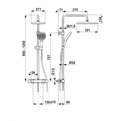 KFA Armatura 5756-910-34 - Duschset mit thermostatischer Mischbatterie MALAGA Roségold
