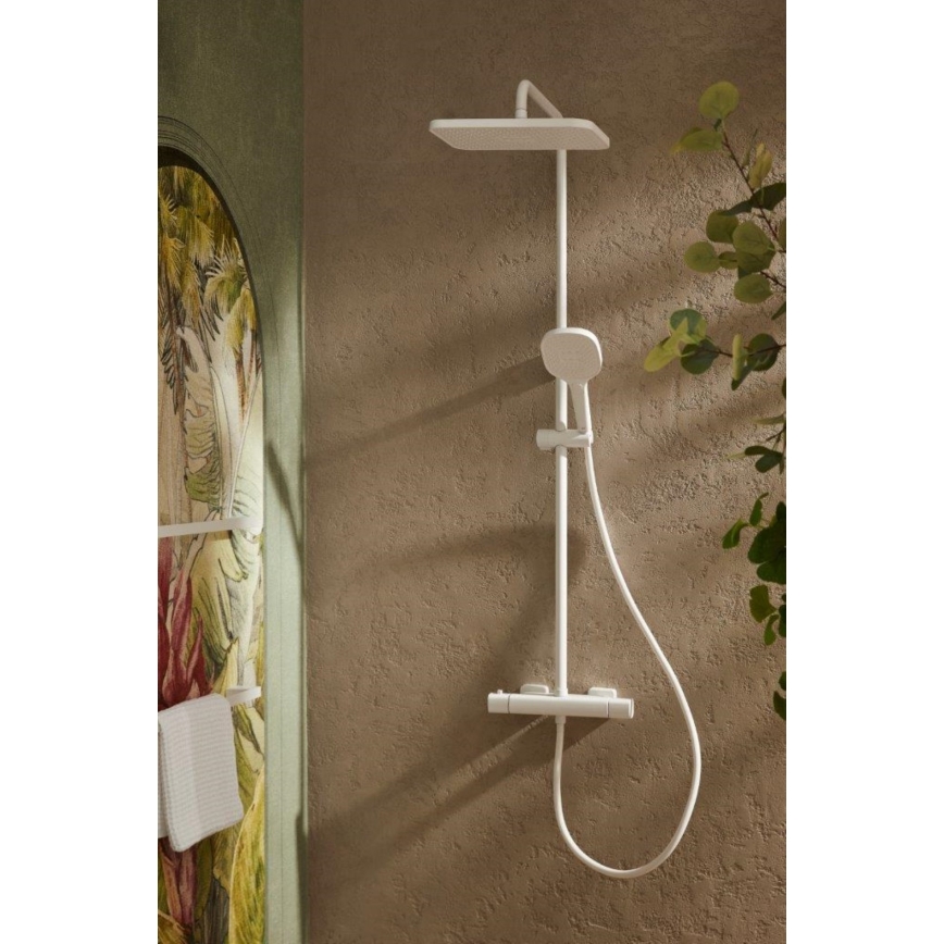 KFA Armatura 5756-910-44 - Duschset mit Thermostat-Armatur MALAGA, weiß