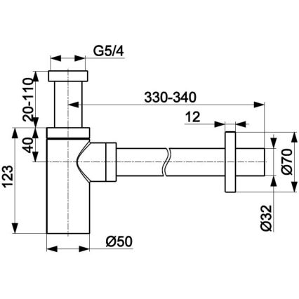 KFA Armatura 600-003-31 - Runder Siphon Messing/geschliffen golden