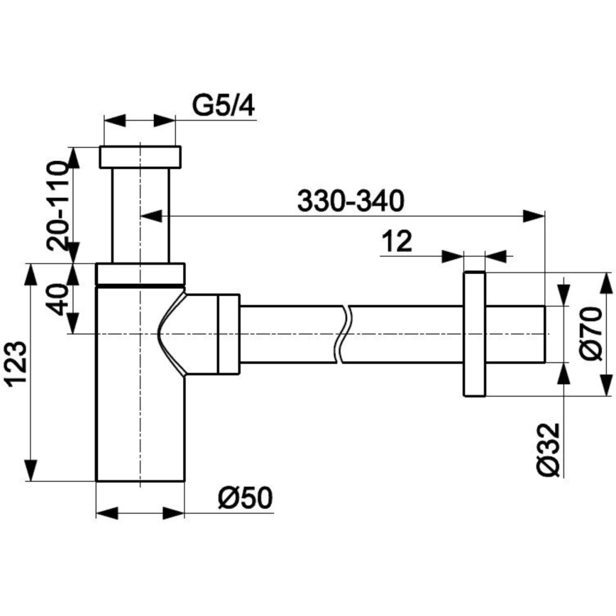 KFA Armatura 600-003-31 - Runder Siphon Messing/geschliffen golden