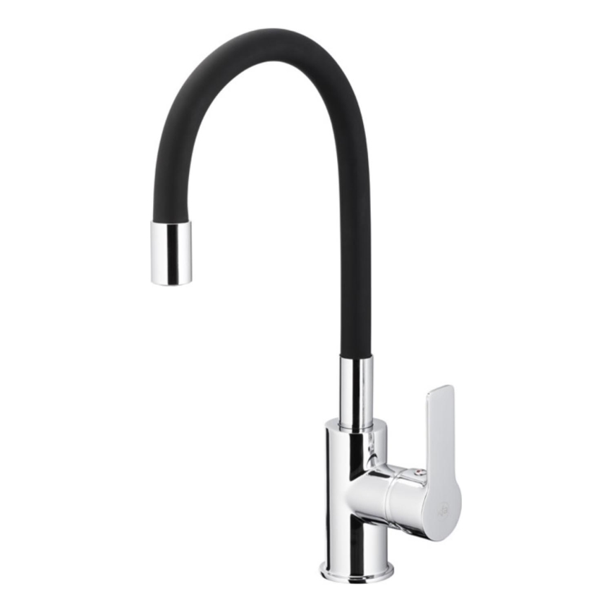 KFA Armatura 6553-915-00 - Wasserhahn/Armatur mit flexiblem Arm RUMBA 40,5 cm schwarz/glänzendes Chrom