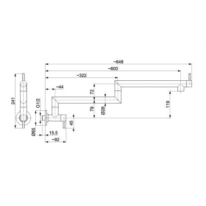 KFA Armatura 6623-030-81 - Küchenarmatur mit Schwenkarm DUERO POT FILLER, Edelstahl/matt-schwarz