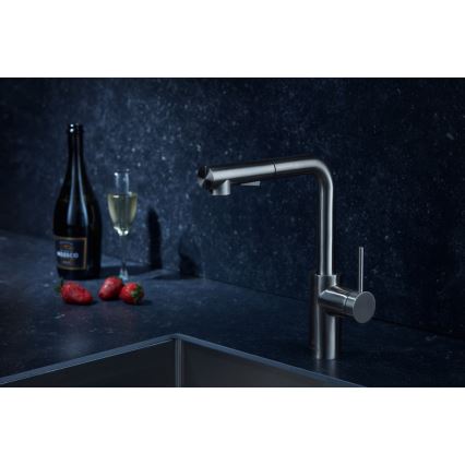 KFA Armatura 6623-110-22 - Wasserhahn/Armatur mit ausziehbarer Sprühvorrichtung DUERO BASIC Edelstahl