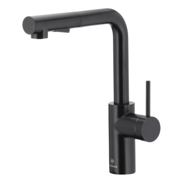 KFA Armatura 6623-110-81 - Wasserhahn/Armatur mit ausziehbarer Sprühvorrichtung DUERO BASIC Edelstahl/matt schwarz
