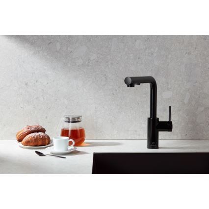 KFA Armatura 6623-110-81 - Wasserhahn/Armatur mit ausziehbarer Sprühvorrichtung DUERO BASIC Edelstahl/matt schwarz