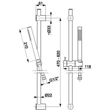 KFA Armatura 841-363-81 - Duschgarnitur MOZA Edelstahl/matt schwarz