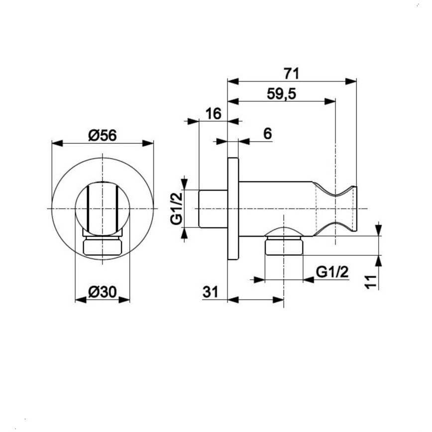 KFA Armatura 845-053-31 - Runder Duschhalter mit Auslass MOZA Messing/geschliffen golden