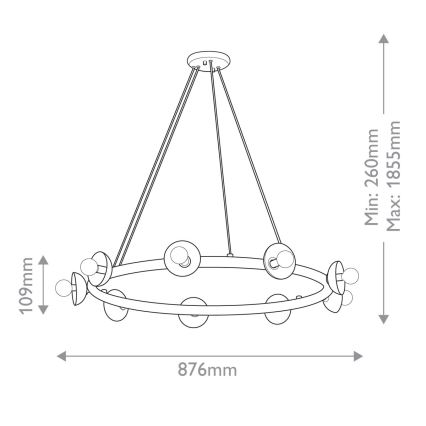 Kichler - Pendelleuchte PALTA mit Kabelabhängung, 9x E14/40W, 230V, goldfarben