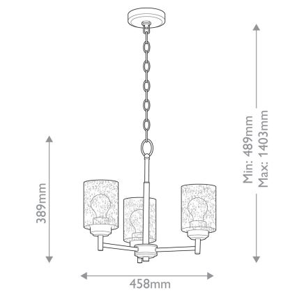Kichler - Hängeleuchte an Kette WINSLOW 3xE27/60W/230V d 45,8 cm Messing