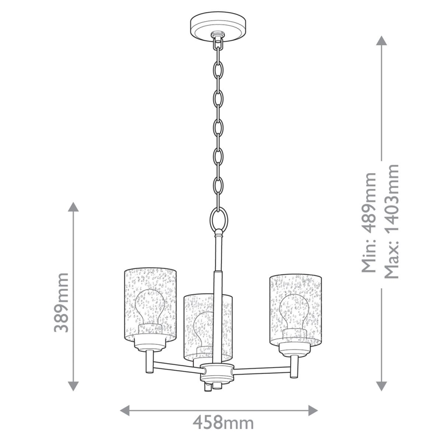 Kichler - Hängeleuchte an Kette WINSLOW 3xE27/60W/230V d 45,8 cm Messing