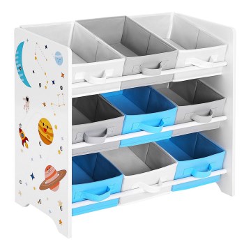 Kinder-Aufbewahrungsregal mit Stoffboxen ANET blau/weiß