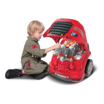 Kinder-Autowerkstatt 3xAAA + 1xCR2025 rot