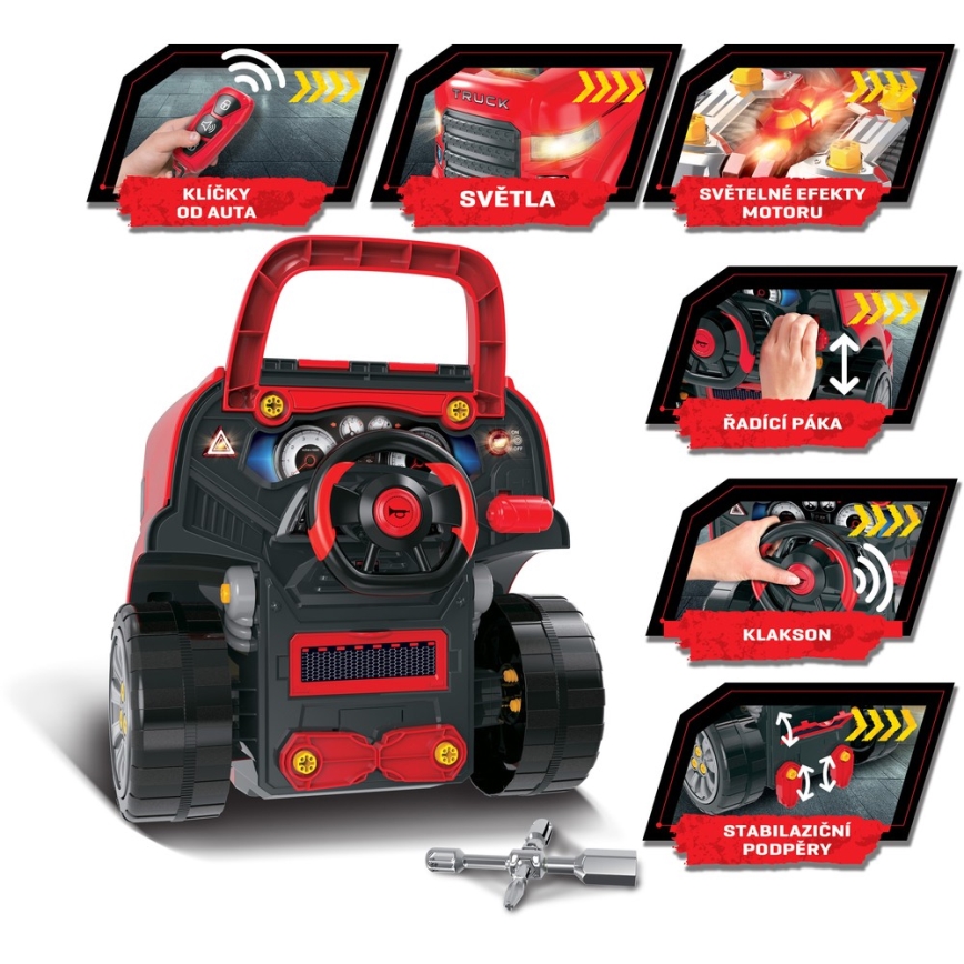 Kinder-Autowerkstatt 3xAAA + 1xCR2025 rot